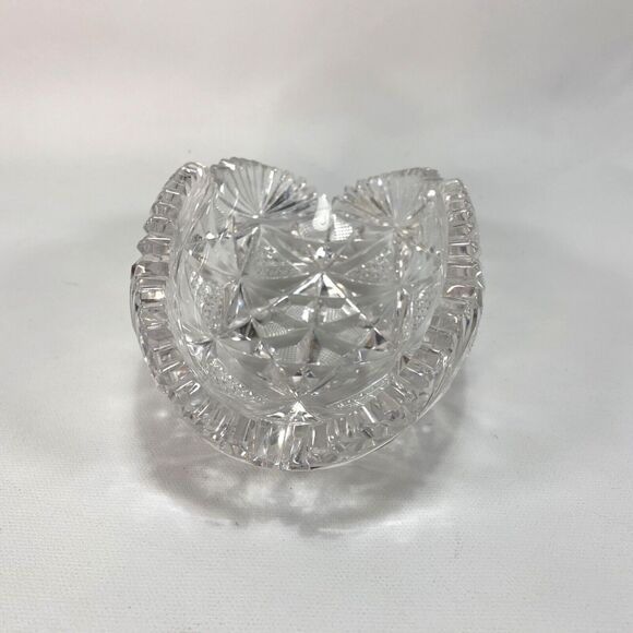 Cut Lead Crystal Glass Candy Nuts Snacks Dish American Brilliant Curved Edge - Picture 2 of 10